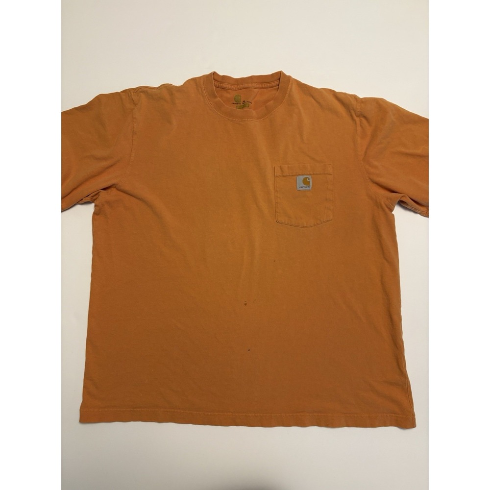 Carhartt Pocket T Shirt Mens XL Orange Heavyweight Workwear Tee K87
